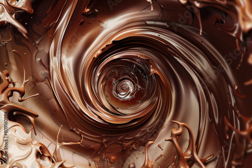 Swirling chocolate waves around the edges