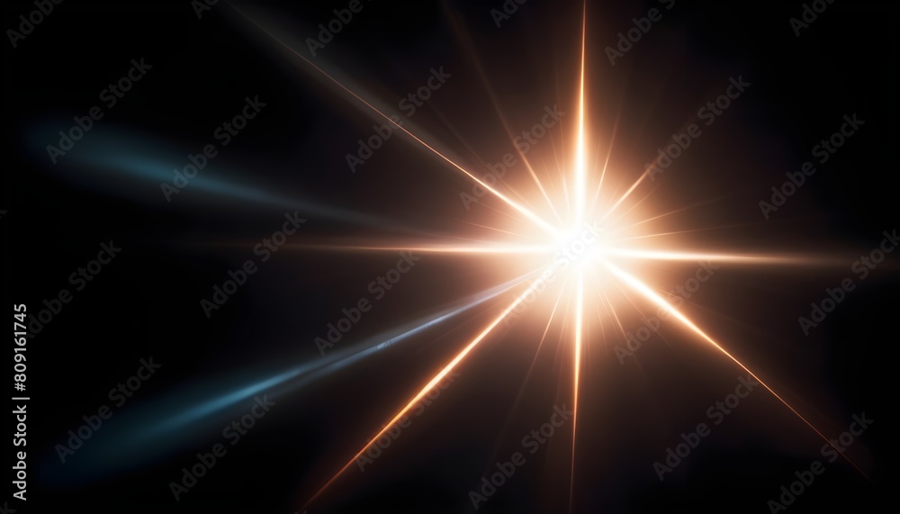 Lens flare light over black background create with ai