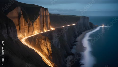 magnificient view of cliffs facing the ocean create with ai photo