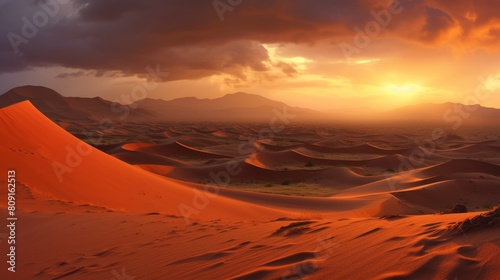 Dramatic sunset over the desert landscape