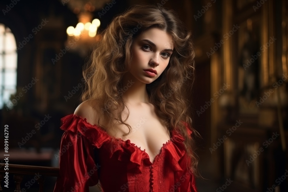 Alluring woman in red dress Alluring woman in red dress
