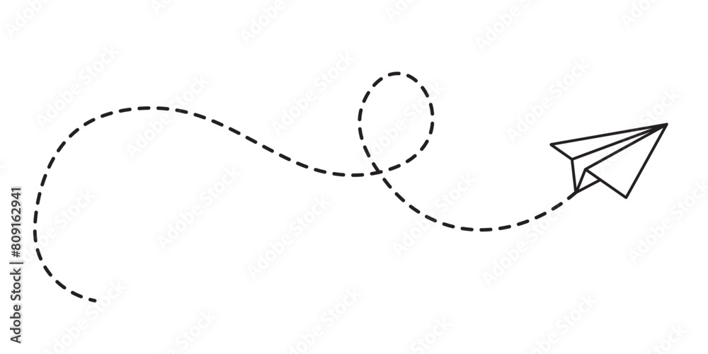 Paper plane with dotted line vector. Airplane track or route with dotted lines. Paper airplane, Travel symbol. Illustration of an airplane flying. vector illustration. Paper plane with dotted line vector. Airplane track or route with dotted lines. Paper airplane, Travel symbol. Illustration of an airplane flying. vector illustration.