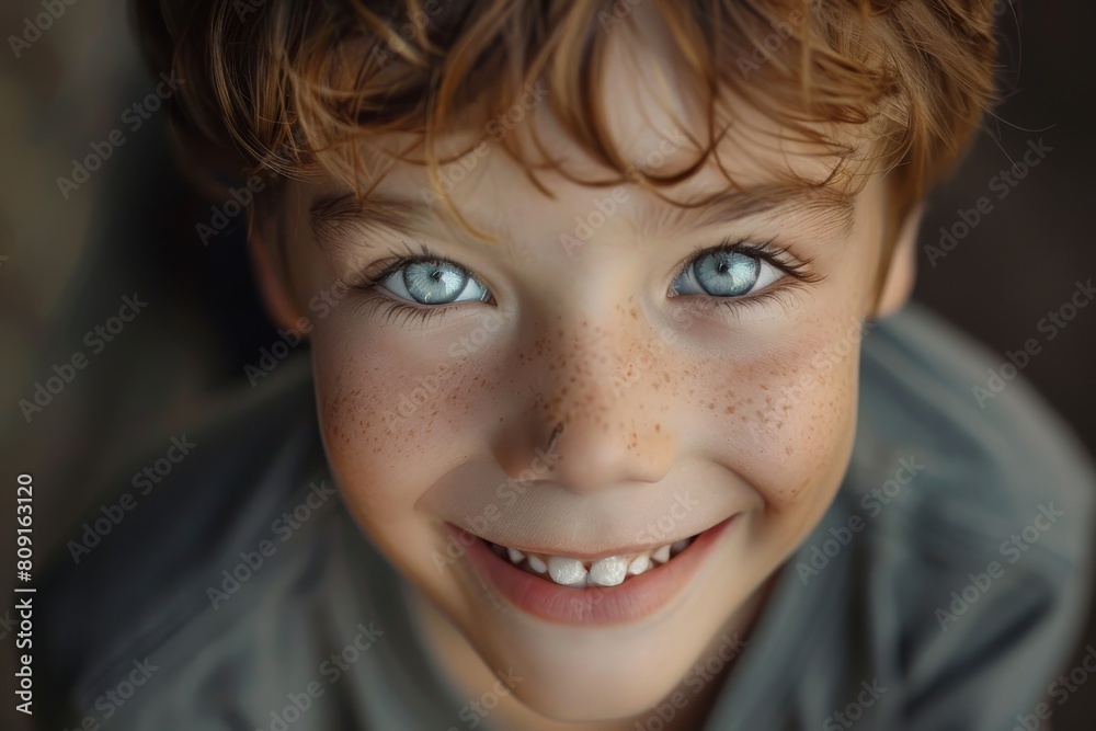 A close-up of a child with striking blue eyes, A boy with bright eyes and an infectious laugh A close-up of a child with striking blue eyes, A boy with bright eyes and an infectious laugh