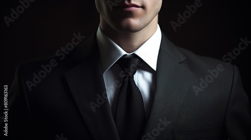 Serious businessman in dark suit and tie