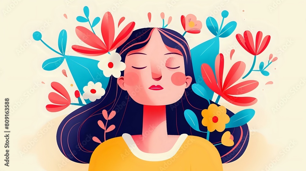 Sensory Tranquility: Woman Embracing Peaceful Stimulation for Well-Being Sensory Tranquility: Woman Embracing Peaceful Stimulation for Well-Being