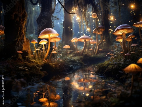 Magical Mushroom Forest Landscape