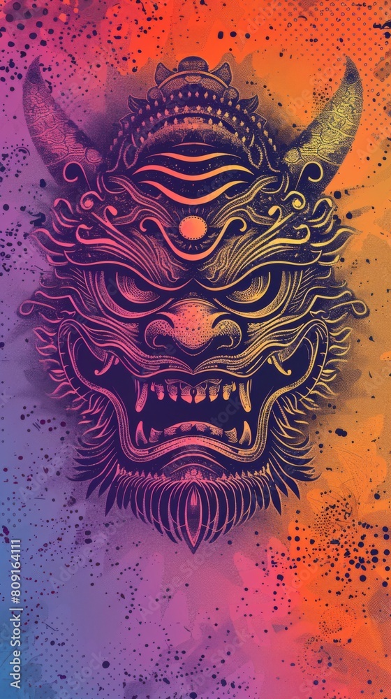 Fototapeta premium A scary demon face graphic illustration