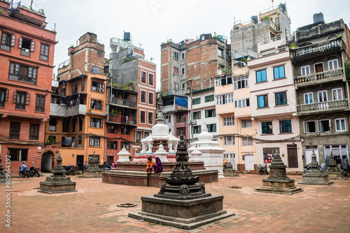 street view of kathmandu old town, nepal	 photo