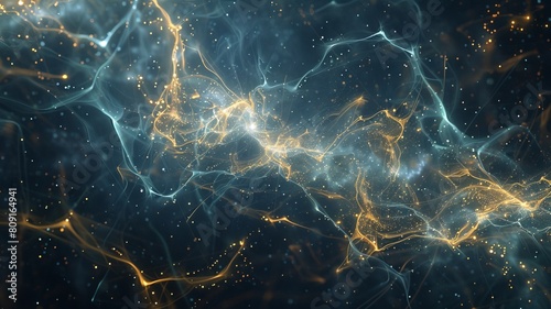 abstract space particles floating through a galaxy far away with bright light in center. beautiful mesh background photo