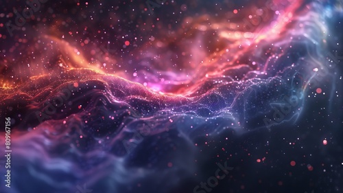 abstract space particles floating through a galaxy far away with bright light in center. beautiful mesh background