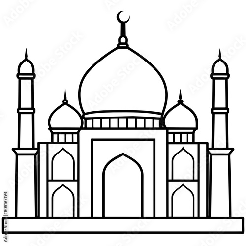 Mosque line art vector illustration