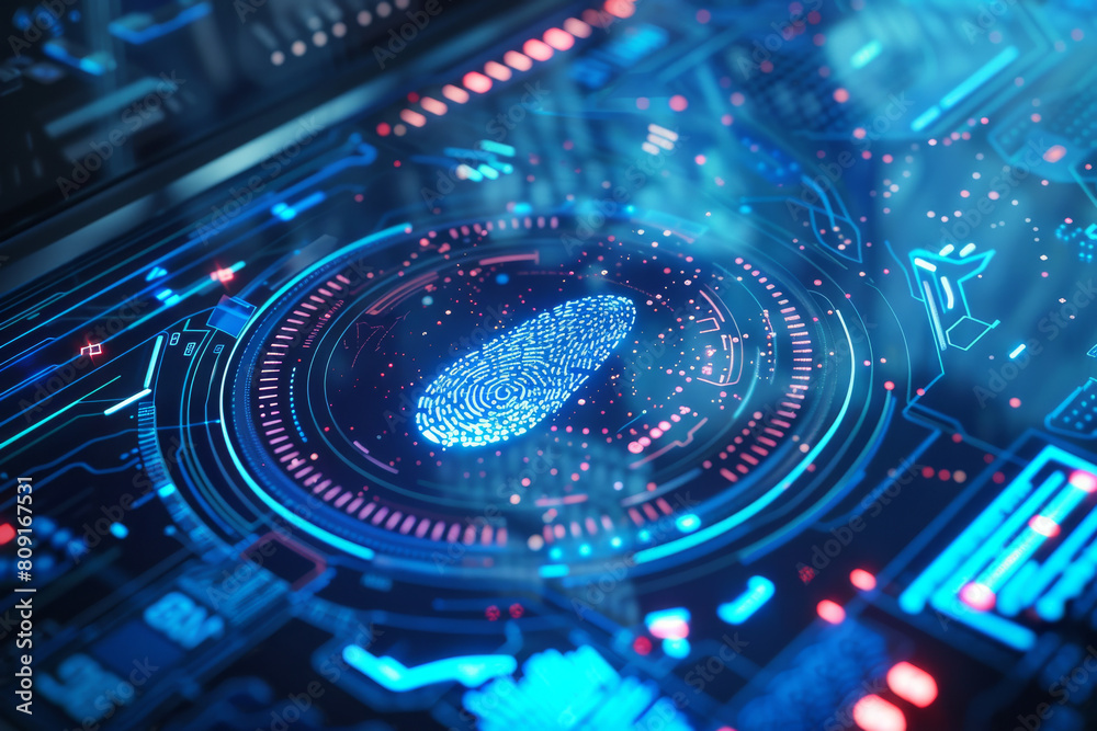A fingerprint is displayed on a computer screen A fingerprint is displayed on a computer screen