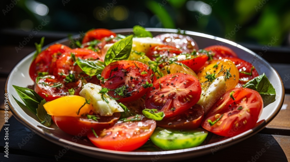 Fresh and colorful tomato salad with herbs Fresh and colorful tomato salad with herbs