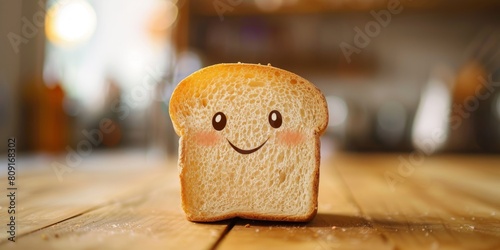 Cheerful Bread Character Greeting From A Cozy Wooden Surface. Generative AI