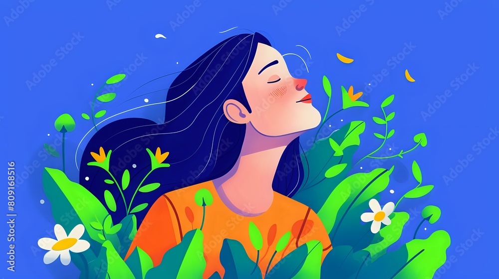 Enriching Sensory Experience: Woman Immersed in Serene Stimulation for Well-Being Enriching Sensory Experience: Woman Immersed in Serene Stimulation for Well-Being