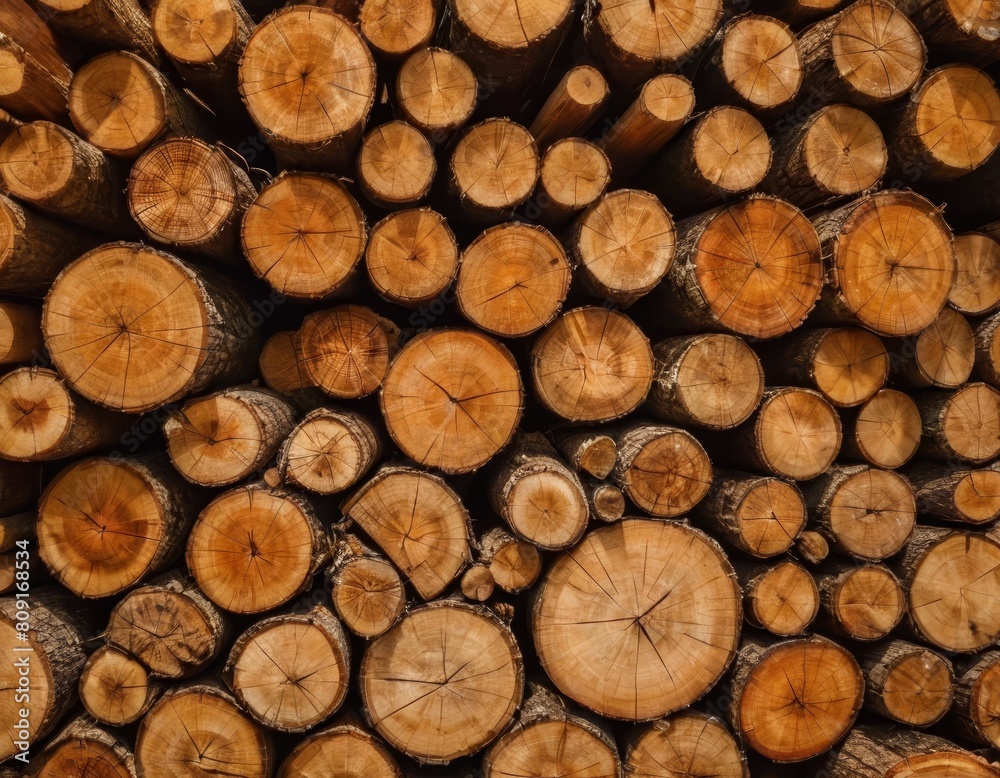 Wooden Logs Piled Up: Pattern of Growth Rings and Texture, Generative AI Wooden Logs Piled Up: Pattern of Growth Rings and Texture, Generative AI