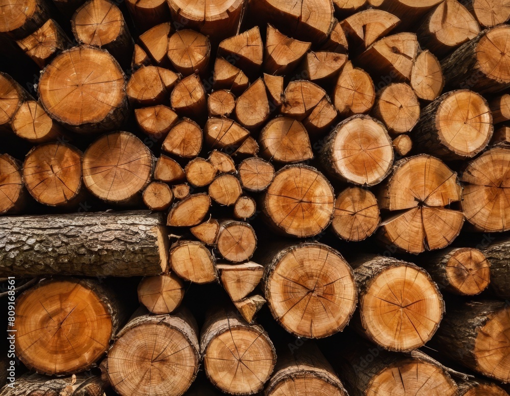 Wooden Logs Piled Up: Pattern of Growth Rings and Texture, Generative AI Wooden Logs Piled Up: Pattern of Growth Rings and Texture, Generative AI
