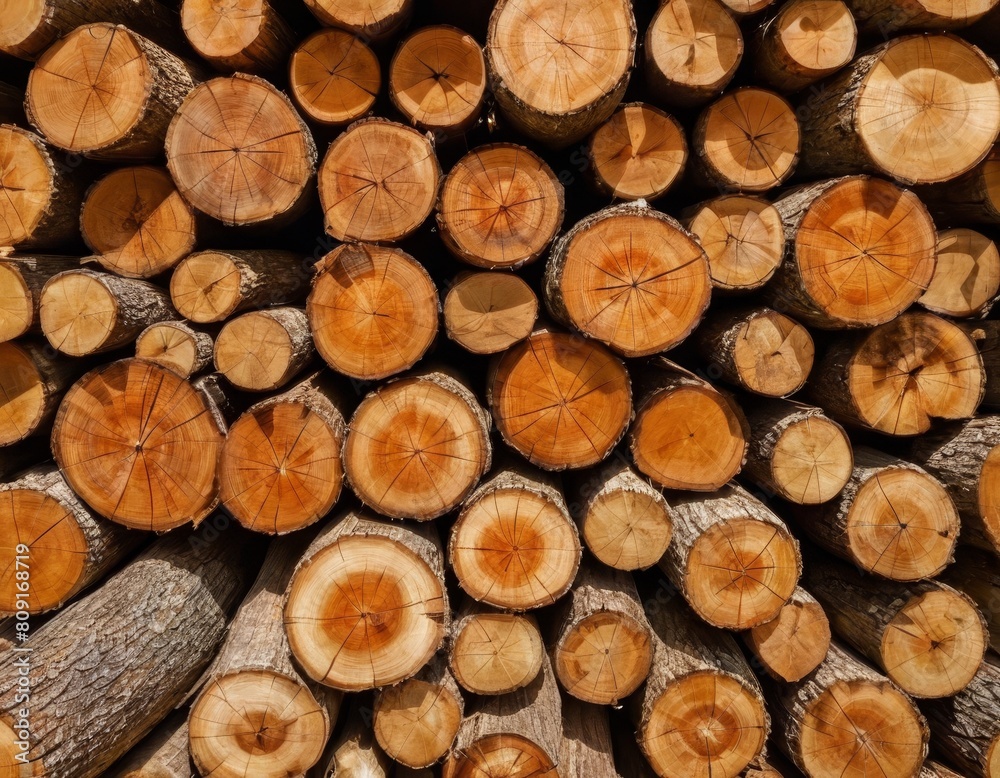 Wooden Logs Piled Up: Pattern of Growth Rings and Texture, Generative AI Wooden Logs Piled Up: Pattern of Growth Rings and Texture, Generative AI