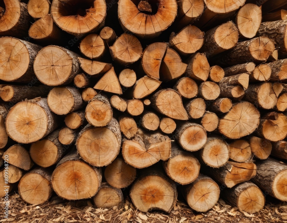 Wooden Logs Piled Up: Pattern of Growth Rings and Texture, Generative AI Wooden Logs Piled Up: Pattern of Growth Rings and Texture, Generative AI
