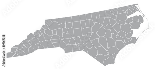 Map of the US states with districts. Map of the U.S. state of North Carolina photo