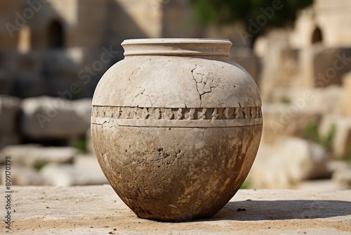 Antique ceramic vase on stone surface © Balaraw