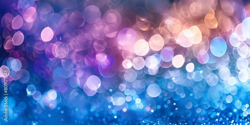 Abstract Bokeh Background With A Beautiful Blend Of Blue And Purple Lights. Generative AI