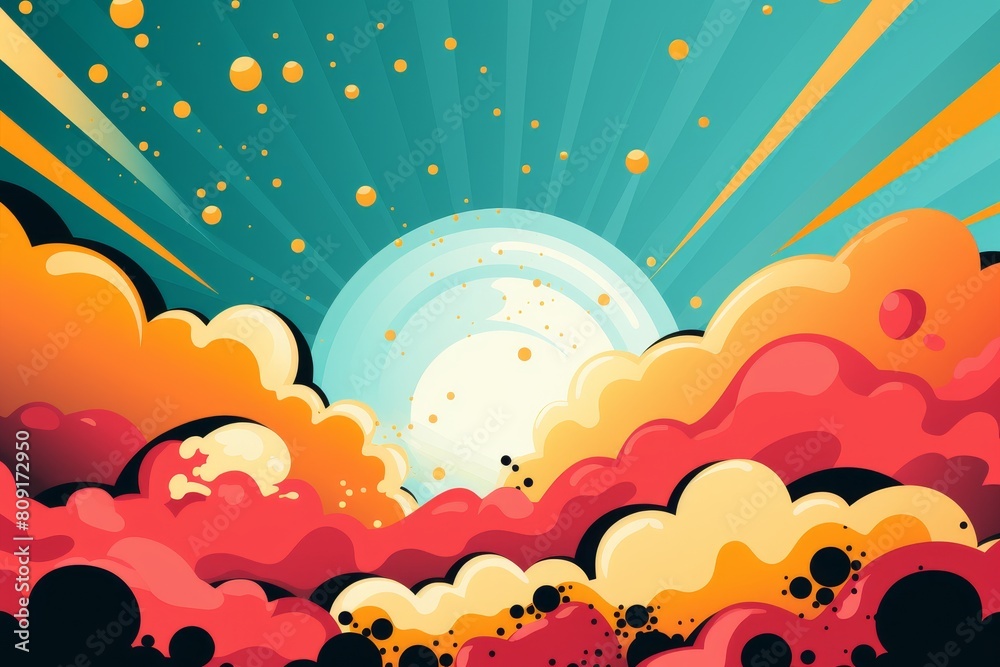 Vibrant abstract landscape with sun and clouds Vibrant abstract landscape with sun and clouds