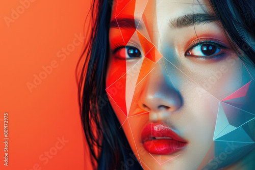 artistic colorful portrait of young beautiful asian woman © wernerimages