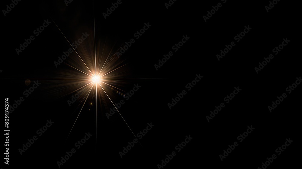 photographic Sunflare, isolated on solid black background to overlay in photoshop