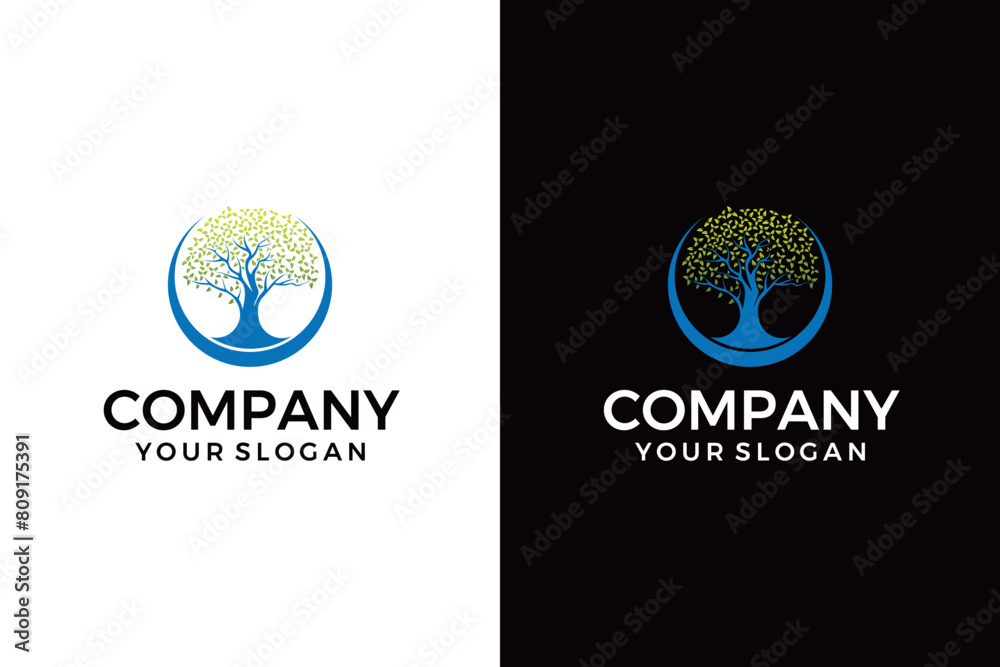 Circle Tree vector logo this beautiful tree is a symbol of life, beauty ...