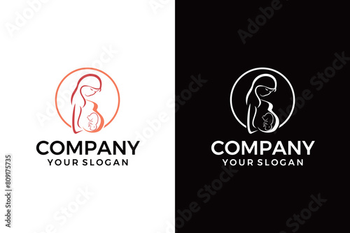 Women pregnant logo design template with simple concept and creative element