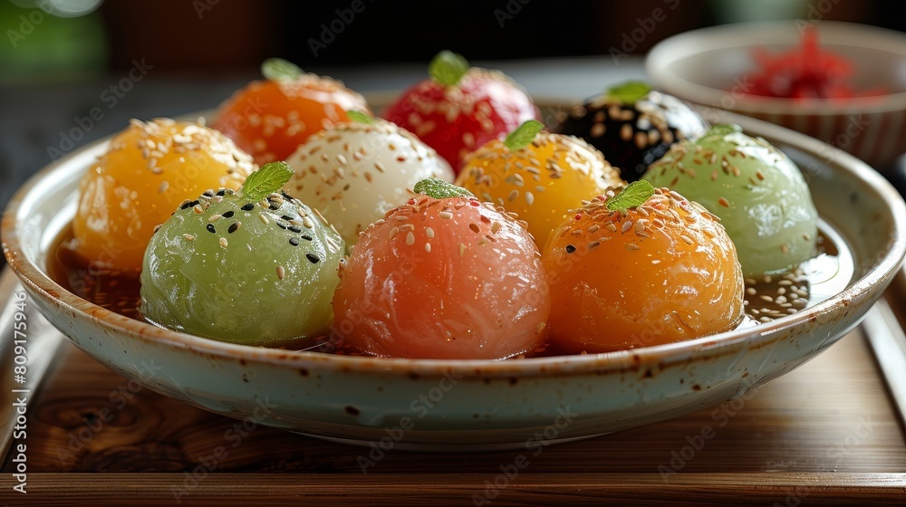 Mochi Ice Cream Offer bite-sized mochi ice cream balls in flavors AI generated Mochi Ice Cream Offer bite-sized mochi ice cream balls in flavors AI generated