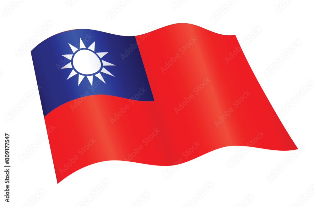 Naklejka premium flying Taiwanese flag of Taiwan isolated transparent background