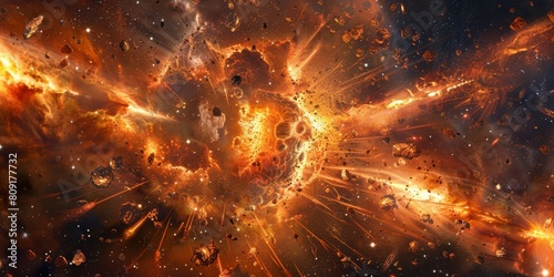 Explosive Supernova Event Capturing The Dynamic Chaos Of A Stellar Explosion. Generative AI