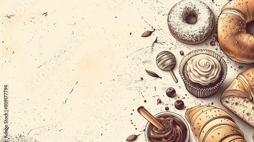   A variety of doughnuts and pastries against a pristine white backdrop Inscribe text here photo