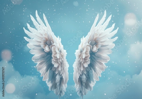 Majestic angel wings in winter wonderland