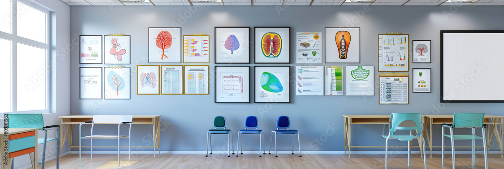 Speech Therapist's Office Wall: Displaying speech therapy charts, diagrams of the vocal tract, and a whiteboard with speech exercises Speech Therapist's Office Wall: Displaying speech therapy charts, diagrams of the vocal tract, and a whiteboard with speech exercises