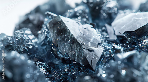 Studio macro very close-up shot, product photography, rhenium precious metal rock. Isolated against background. Bright, studio lighting. Very modern, contemporary, current style