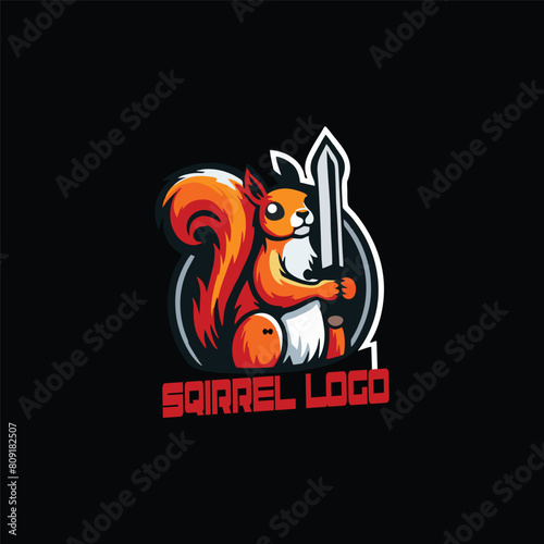 squirrel holding a sword  suitable for team logos  squads  gamer logos  squirrel lovers  war and dangerous