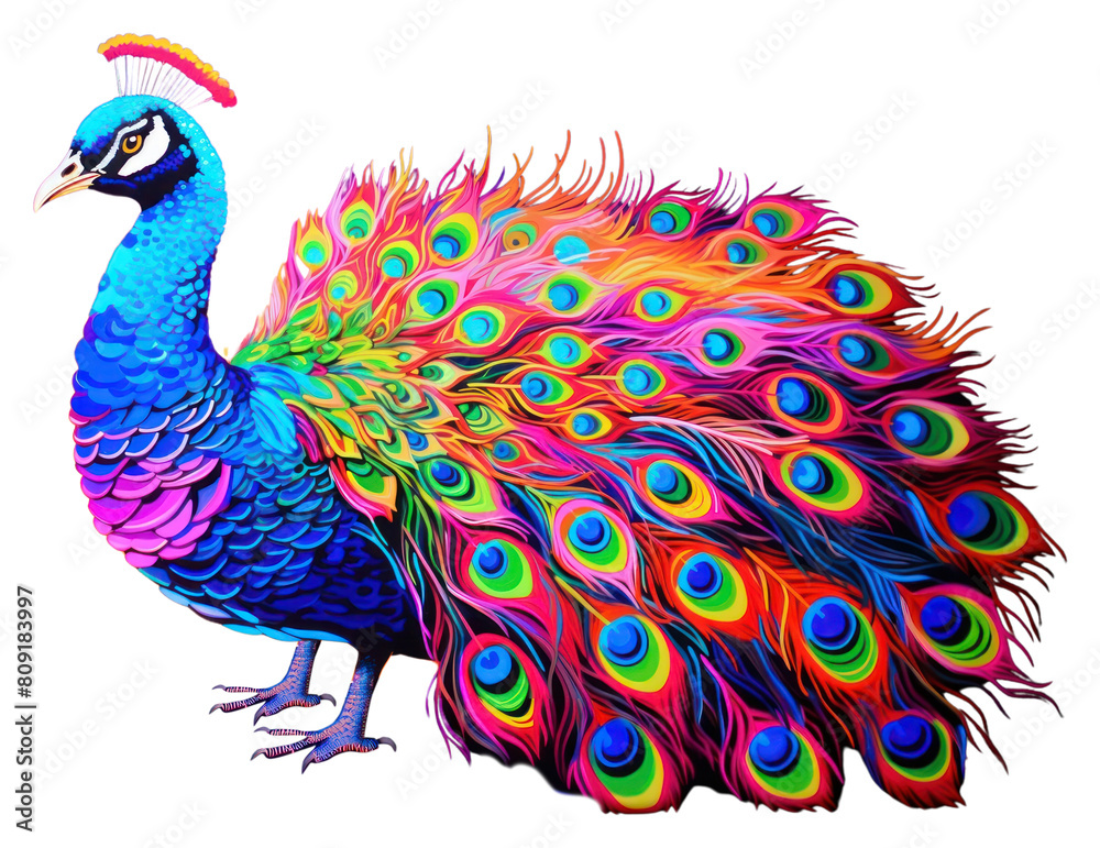 Obraz premium PNG Peacock painting animal purple. 