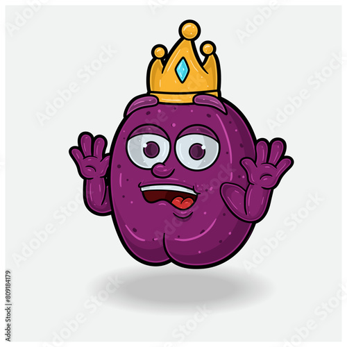 Plum Fruit With Shocked expression. Mascot cartoon character for flavor, strain, label and packaging product.
