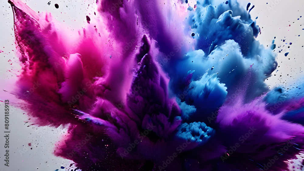 abstract background of blue and purple ink splashes in water isolated on white abstract background of blue and purple ink splashes in water isolated on white