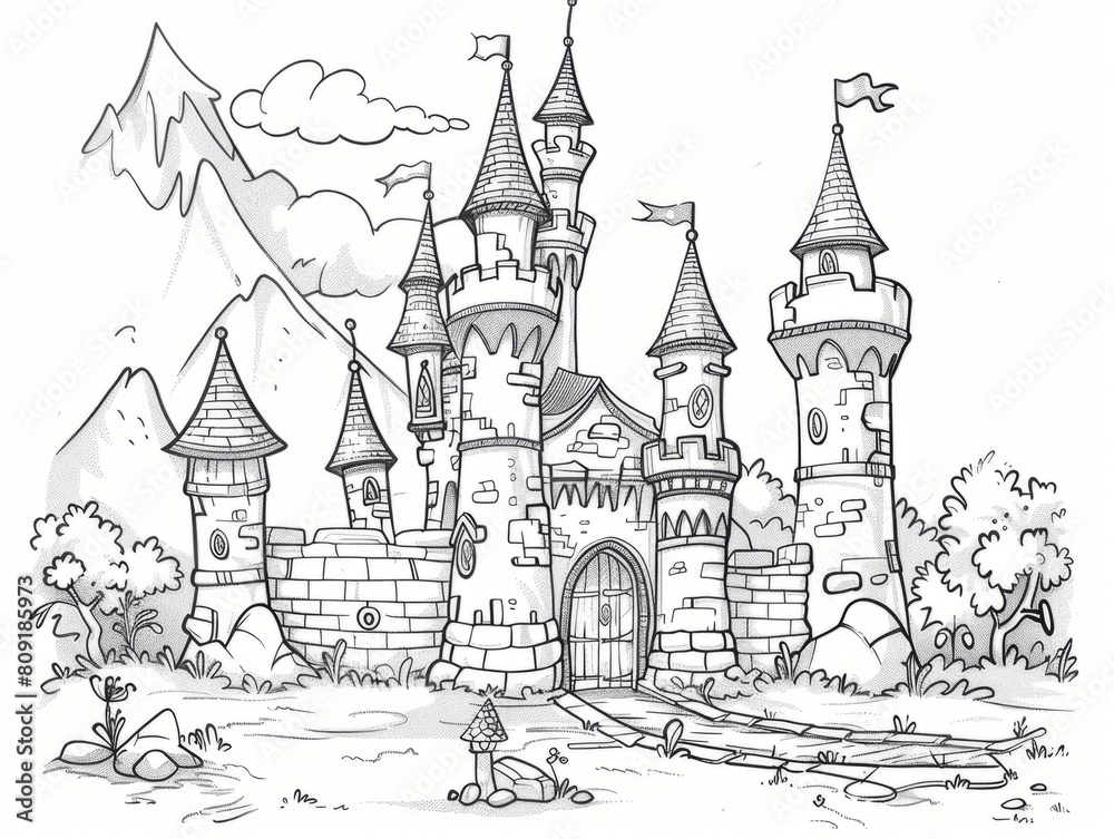 Castle of Dreams: Princess Coloring Design for an Artistic Adventure in Our Children’s Coloring Book.