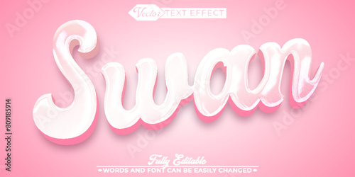 White Romantic Animal Swan Vector Editable Text Effect Template