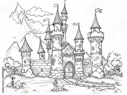 Castle of Dreams: Princess Coloring Design for an Artistic Adventure in Our Children’s Coloring Book. © 9DIGITECH