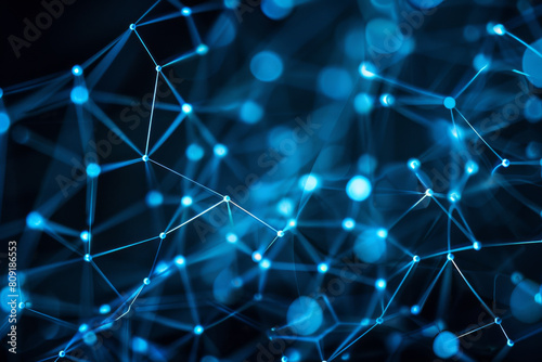 A blue background with a lot of lines and dots