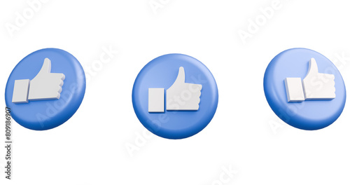 Dynamic 3D Blue Like Emoji: Expressive Render in 3 Angles for Social Media, Marketing, and Design Projects