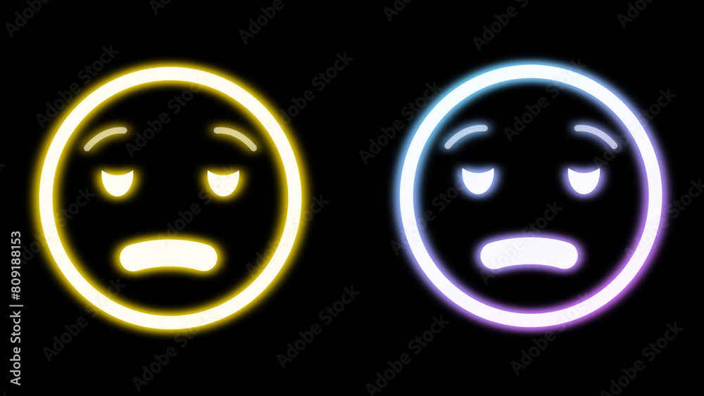 two lazy feeling emoji in bright neon light two lazy feeling emoji in bright neon light