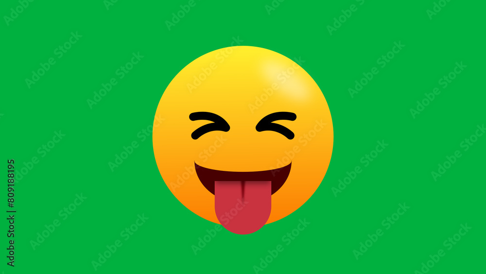 tongue emoji with full happy mood on green screen tongue emoji with full happy mood on green screen