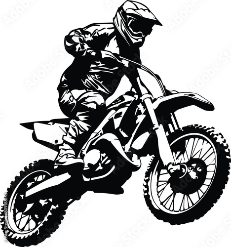 Supercross Motocross Dirt bike Motorcycle Silhouette Design Outline Black and White Clip Art Adobe Illustrator Artwork